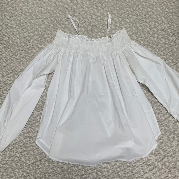 English Factory White Off Shoulder Blouse with Spaghetti Straps - Picture 1 of 2